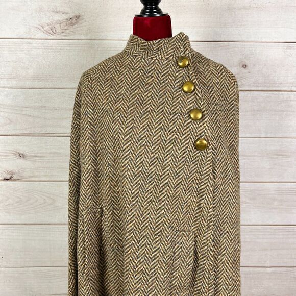 VTG Cape Shawl Wrap One Size Bolero Woven Tweed - Picture 5 of 13